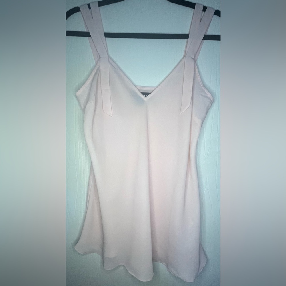 Light Blush Pink Blouse with Ribbon Accents